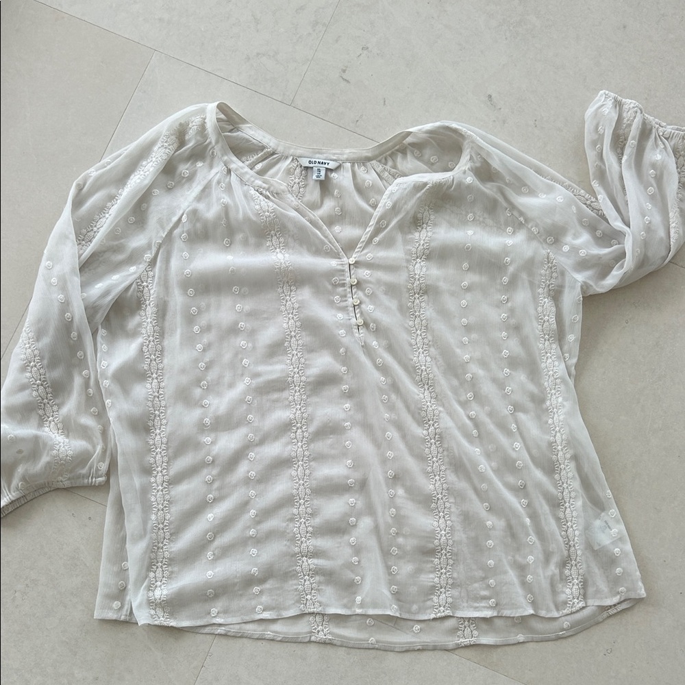 Old Navy Sheer Off White Blouse
